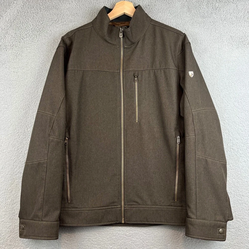 Kuhl Interceptr Jacket Mens Medium Brown Full Zip Fleece Alfpaca Gold Outdoor